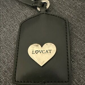Lovcat Black Leather Key & Card Holder with Heart Plaque